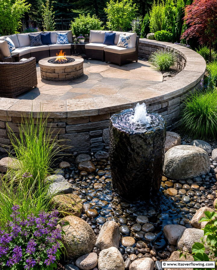 Semi Circle Patio with Water FeatureOne - 25 Semi Circle Patio Ideas and Inspiration for Your Backyard