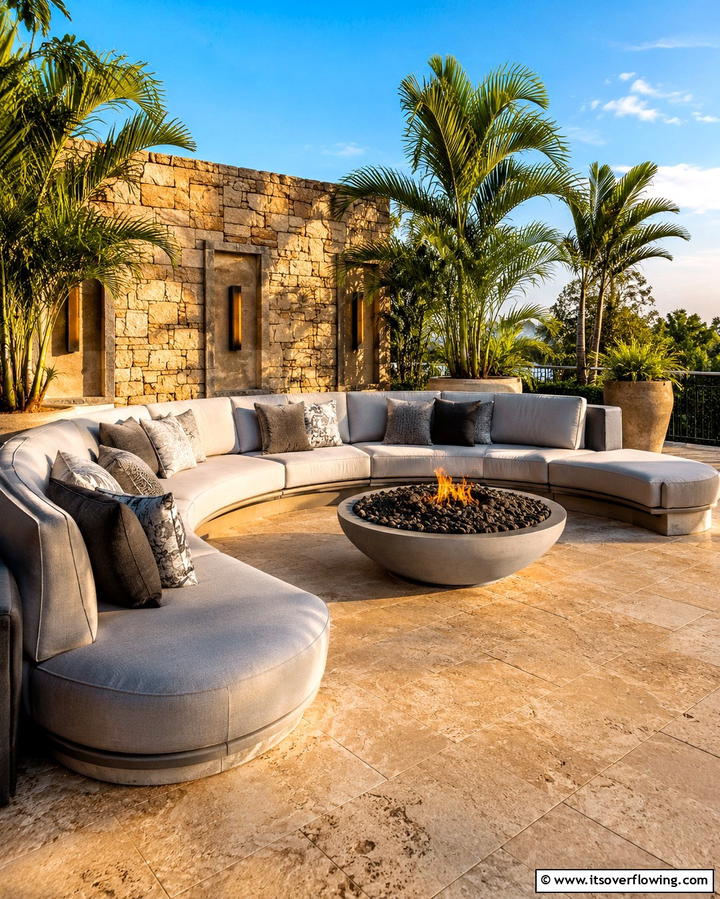Semi Circular Sofa Arrangement - 25 Fire Pit Seating Ideas to Enhance Your Outdoor Space