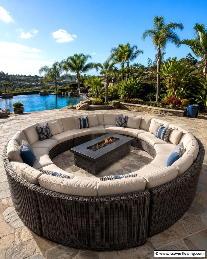 Semi Circular Sofas - 25 Fire Pit Seating Ideas to Enhance Your Outdoor Space