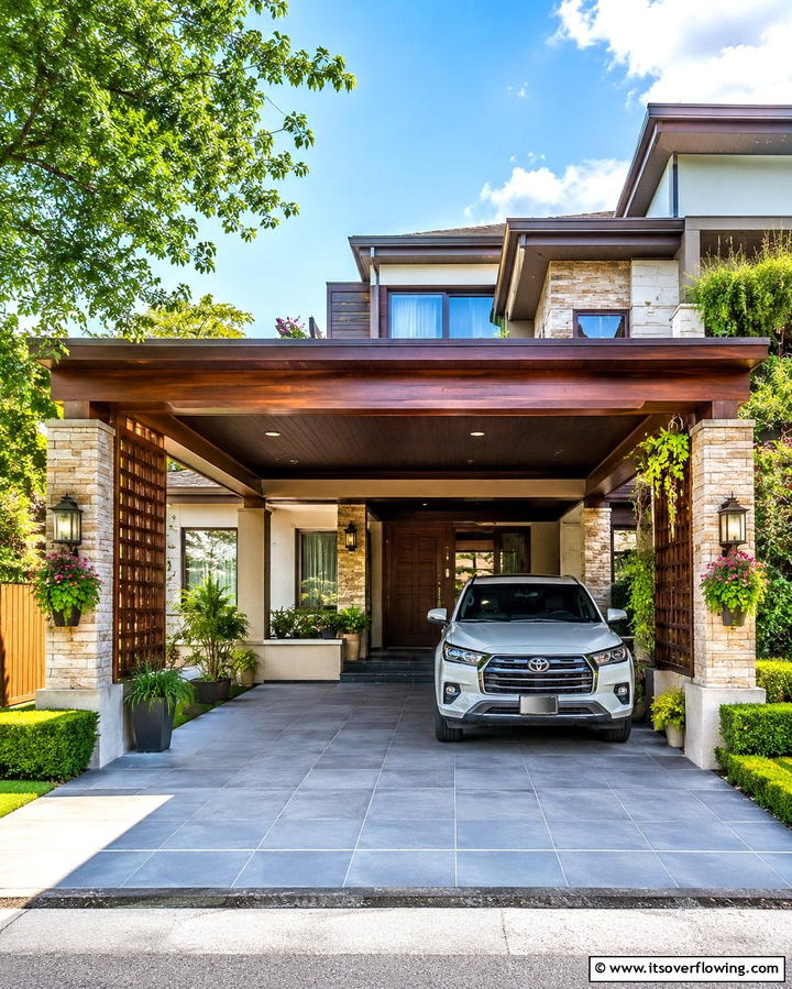 Semi Enclosed Car Porch - 25 Car Porch Design Ideas for a Welcoming Entrance