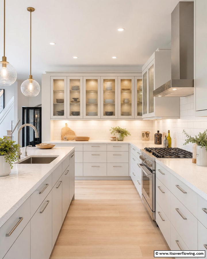Semi Transparent Glass Cabinets - 20 Modern Style Glass Kitchen Cabinets for a Sleek Look