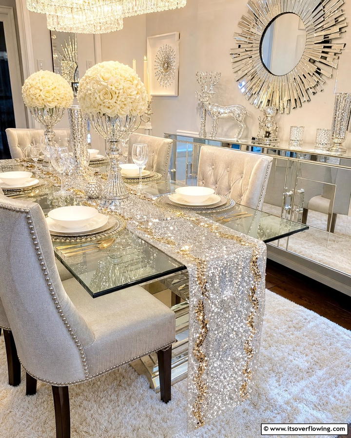 Sequin Sparkle Table Runner - 21 Unique Table Runner Ideas to Enhance Your Dining Experience