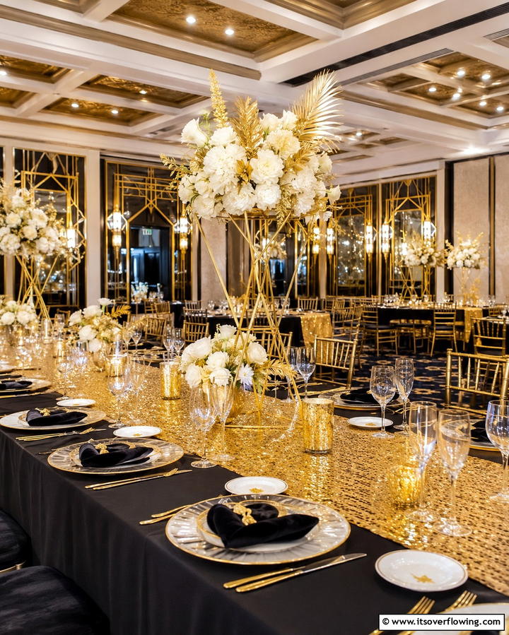 Sequined Table Runners - 25 Art Deco Wedding Ideas for Glamorous Celebrations