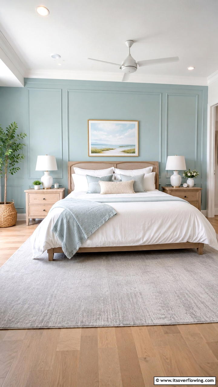 Serene Accent Wall - 30 Duck Egg Blue Bedroom Ideas for Serene Spaces