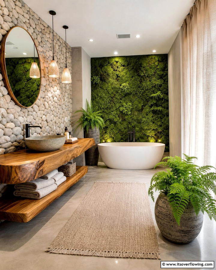 Serene Ambiance with Natural Elements - 30 Serene Spa Decor Ideas for a Relaxing Bathroom Retreat