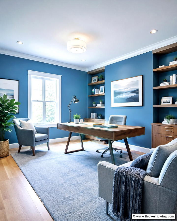 Serene Blue Ambiance - 30 Home Office Paint Colors- Boost Productivity & Style