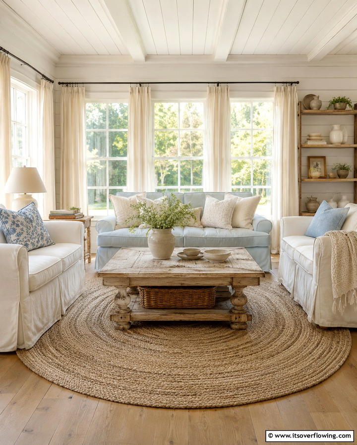 Serene Country Sunroom - 30 Farmhouse Sunroom Ideas for Cozy and Light-Filled Relaxation