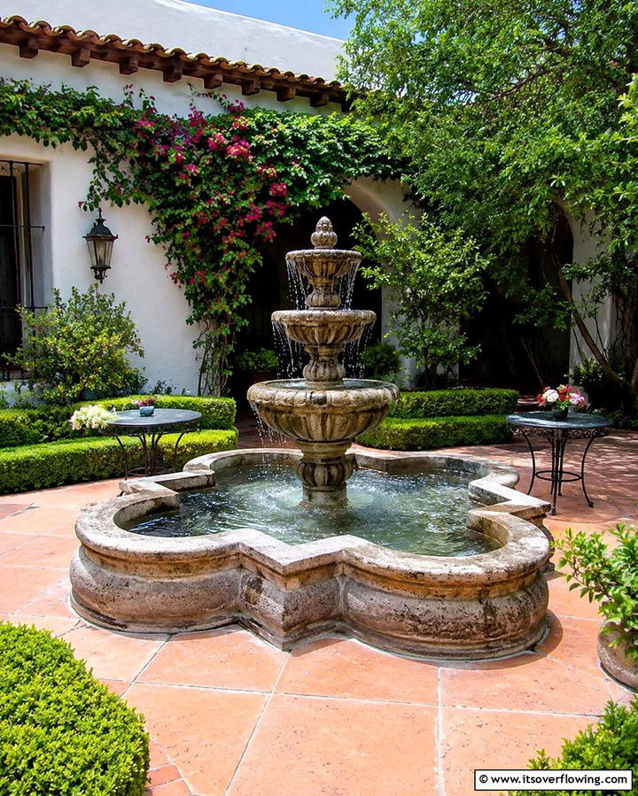 Serene Courtyard Fountain - 30 Mexican Style House Design Ideas for Vibrant Homes