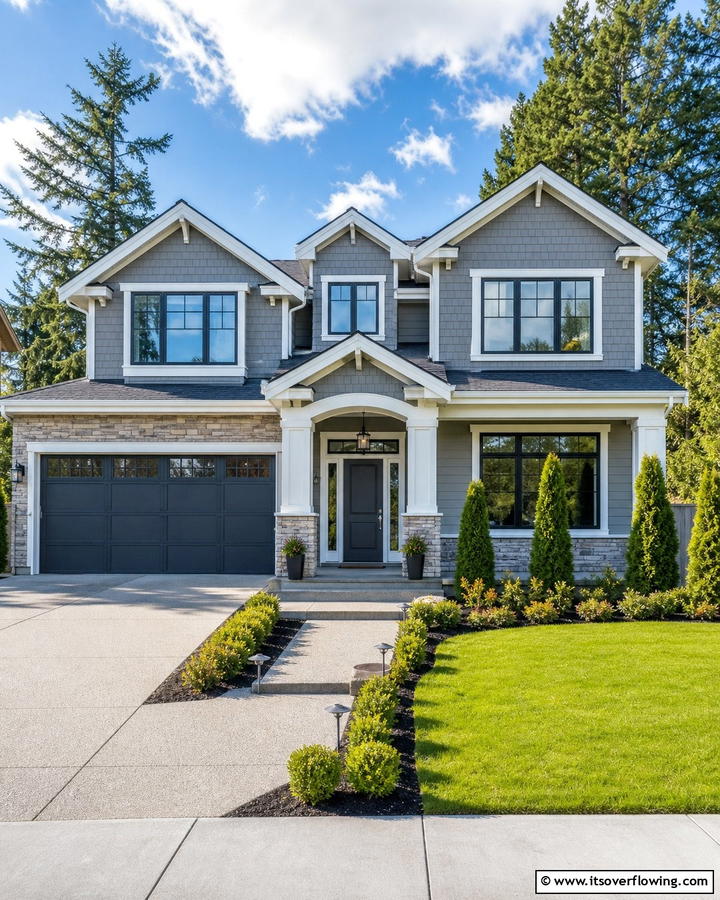 Serene Gray Elegance - 21 Exterior House Color Schemes for Curb Appeal