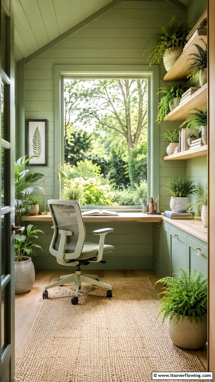Serene Green Study - 30 Garden Room Ideas- Cozy Outdoor Retreats & Studios