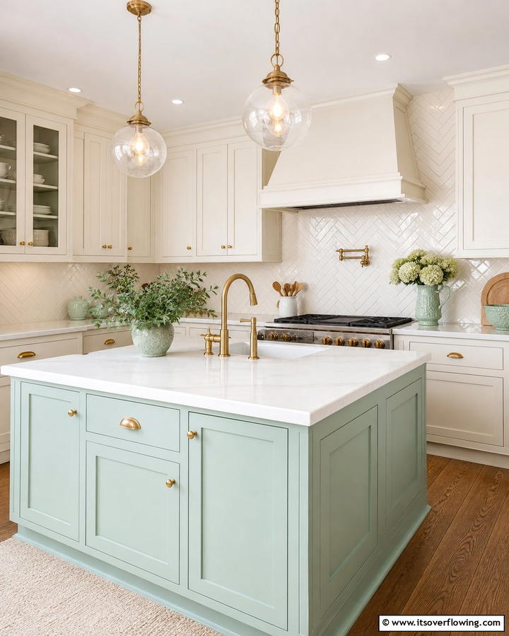 Serene Mint Green Island - 25 Kitchen Island Color Ideas to Refresh Your Space