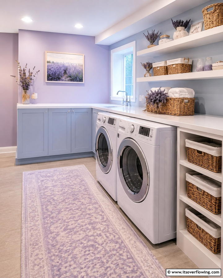 Serene Retreat with Soothing Colors - 30 Basement Laundry Room Ideas for Functional Utility Spaces