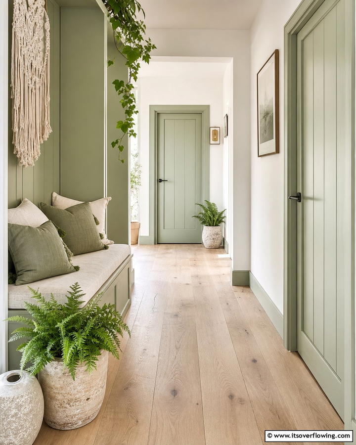 Serene Sage - 30 Interior Door Color Ideas to Refresh Your Home’s Style