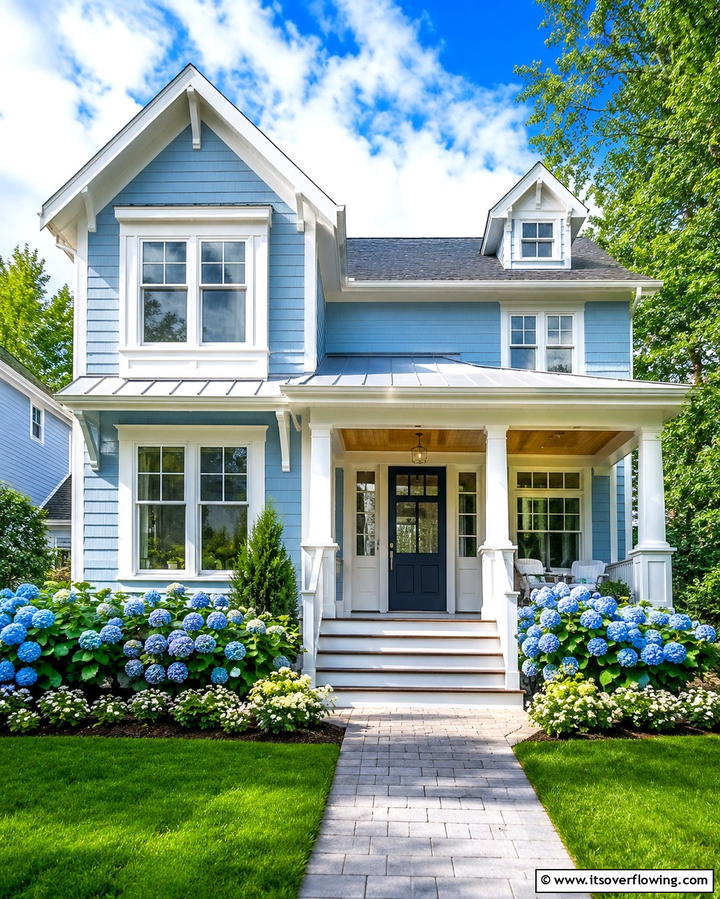 Serene Sky Blue Facade - 30 Serene Blue Exterior House Colors to Boost Curb Appeal