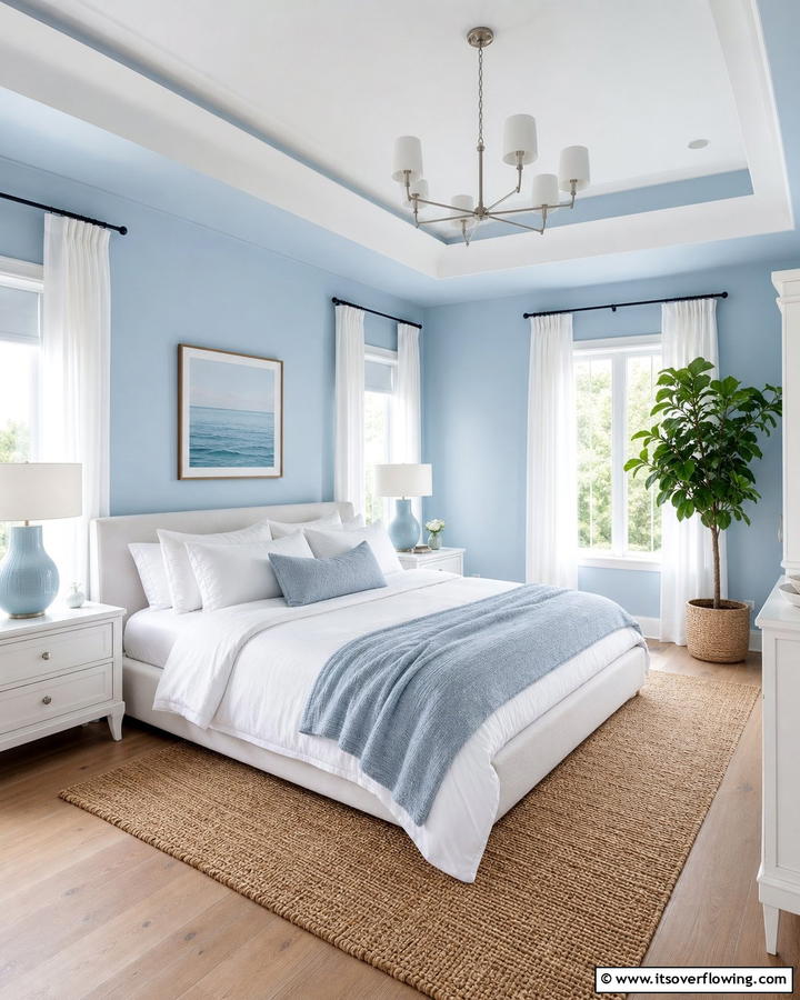 Serene Sky Blue Walls - 21 Serene Blue Bedroom Ideas for Calming Atmospheres