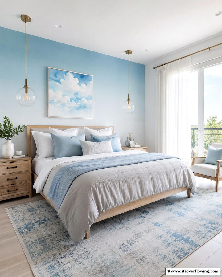 Serene Sky Palette - 30 Calming Blue and Grey Bedroom Ideas for Relaxing Retreats