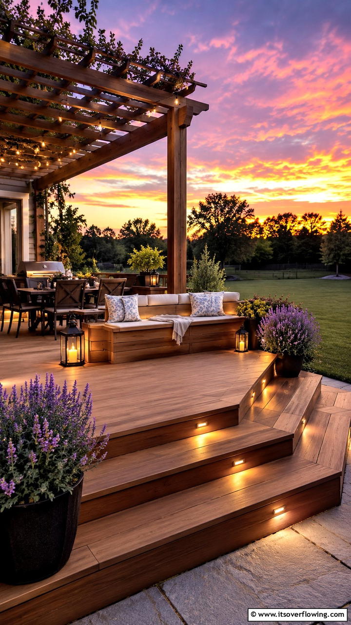 Serene Sunset Composite Deck - 30 Composite Deck Ideas- Stylish and Durable Outdoor Designs