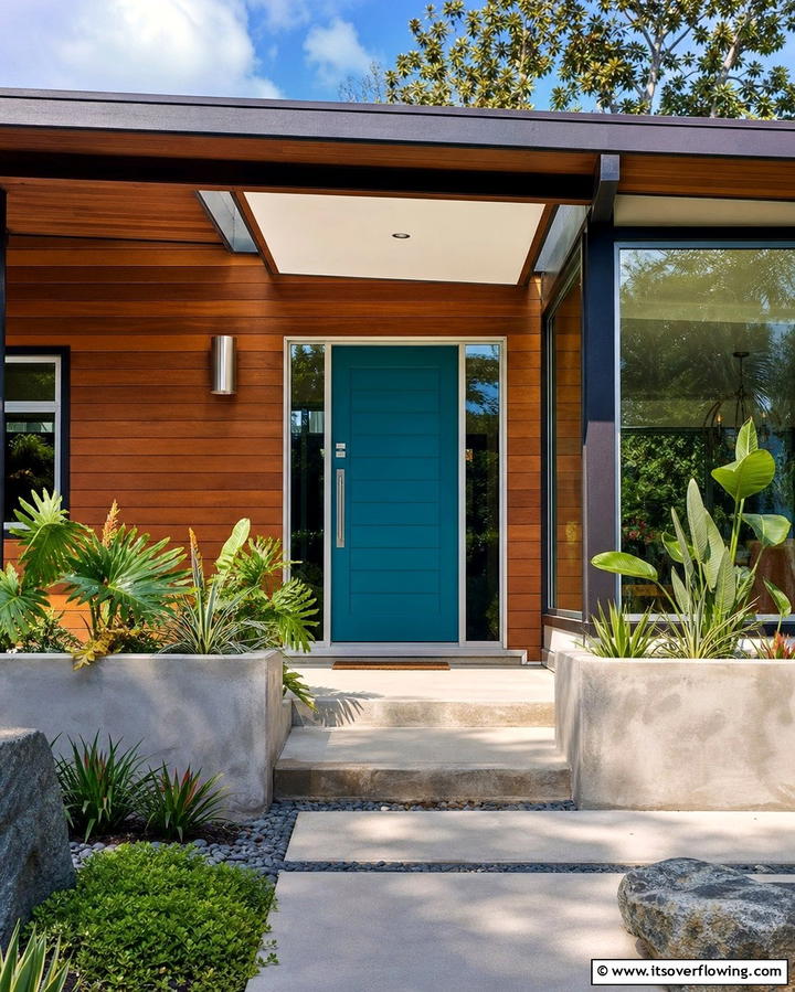 Serene Teal - 30 Retro Mid-Century Front Door Colors to Boost Curb Appeal