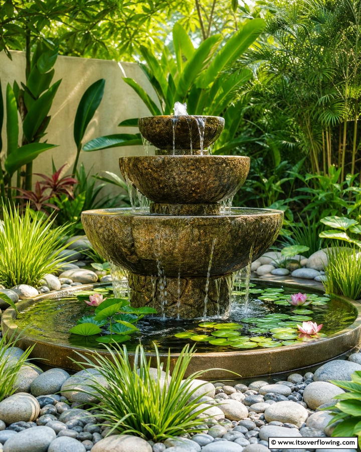 Serene Water Feature Fountain - 21 Backyard Decor Ideas for Inviting Outdoor Entertaining