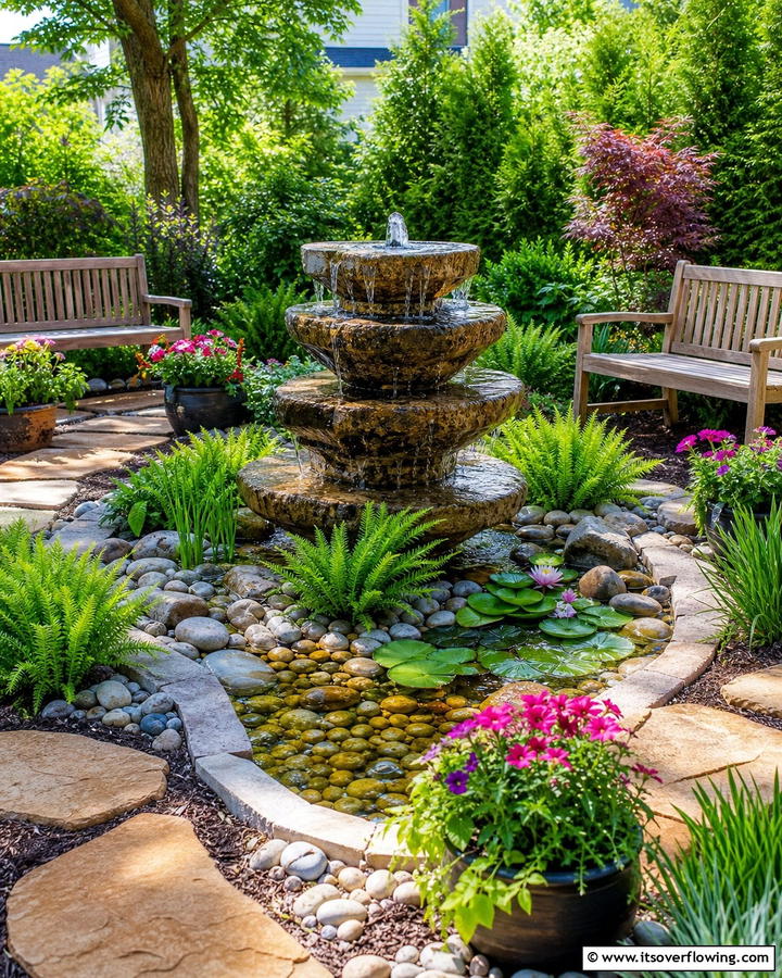 Serene Water Feature - 20 Patio Extension Ideas to Enhance Your Outdoor Living Space