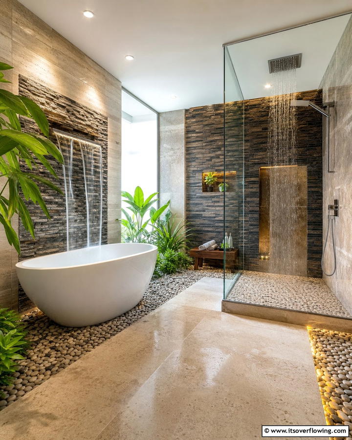 Serene Water Features - 21 Luxury Bathroom Ideas for a Spa-Like Retreat