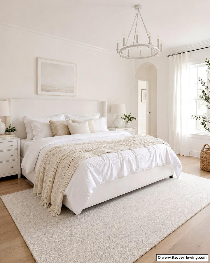 Serene White Bedding Layers - 20 White and Cream Bedroom Ideas for a Serene Retreat