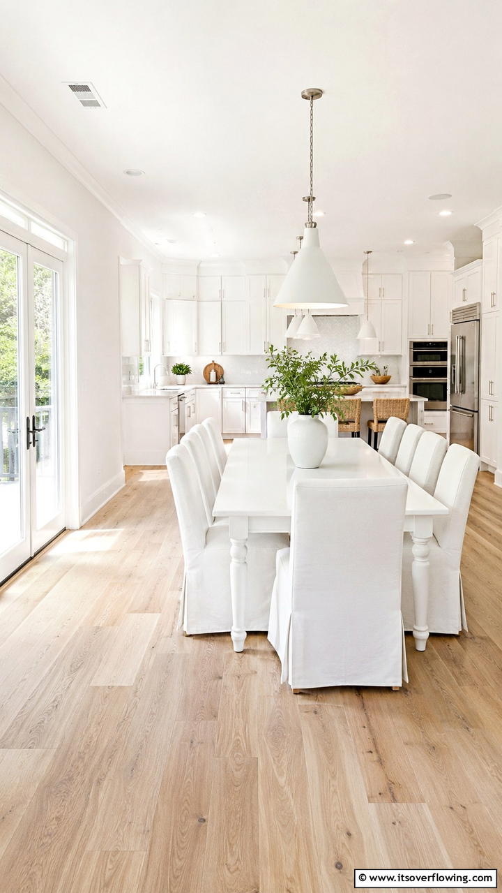 Serene White Dining Area - 21 Timeless White Kitchen Ideas for a Clean, Bright Look