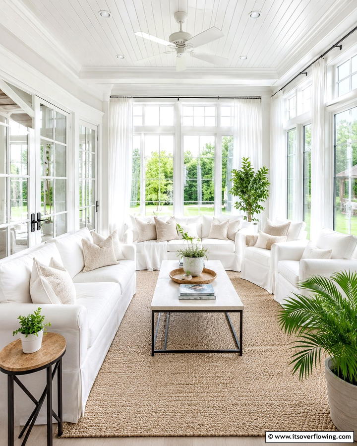 Serene White Elegance - 20 Sunroom Color Ideas to Brighten Your Space
