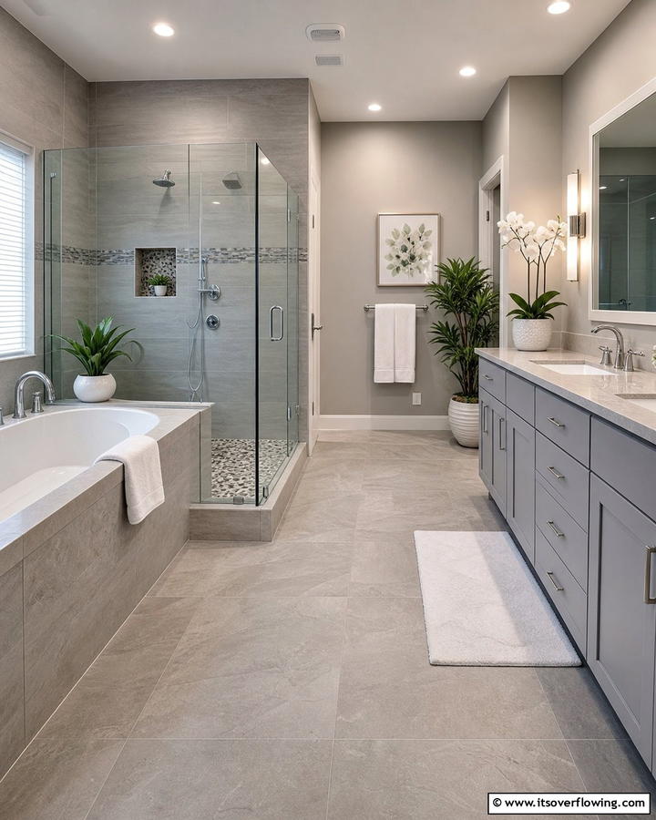 Serene and Calming Ambiance - 21 Grey Tile Bathroom Ideas for Modern and Timeless Designs