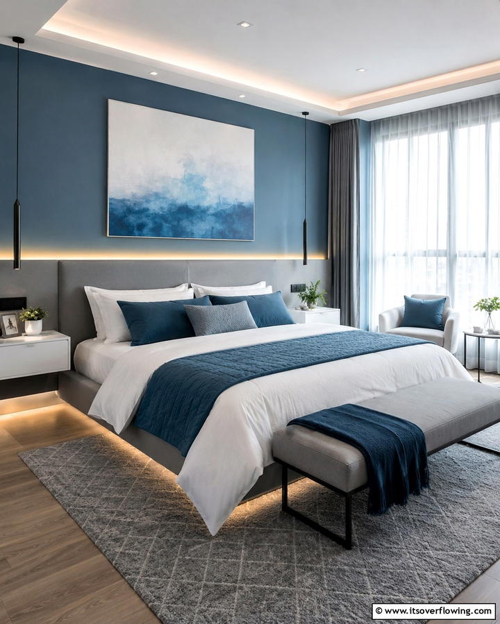 Serenity with a Modern Twist - 30 Calming Blue and Grey Bedroom Ideas for Relaxing Retreats