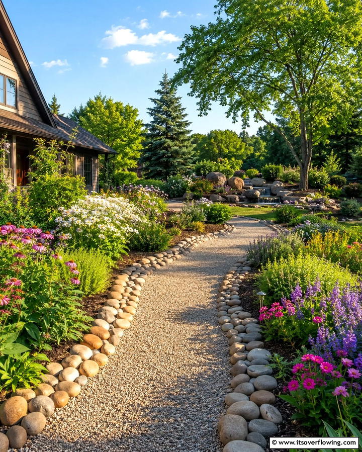 Serpentine Pathway Edging - 25 River Rock Edging Ideas for Your Garden