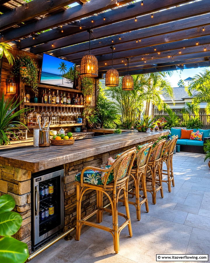 Set Up a Backyard Bar - 25 Backyard Oasis Ideas for Ultimate Relaxation