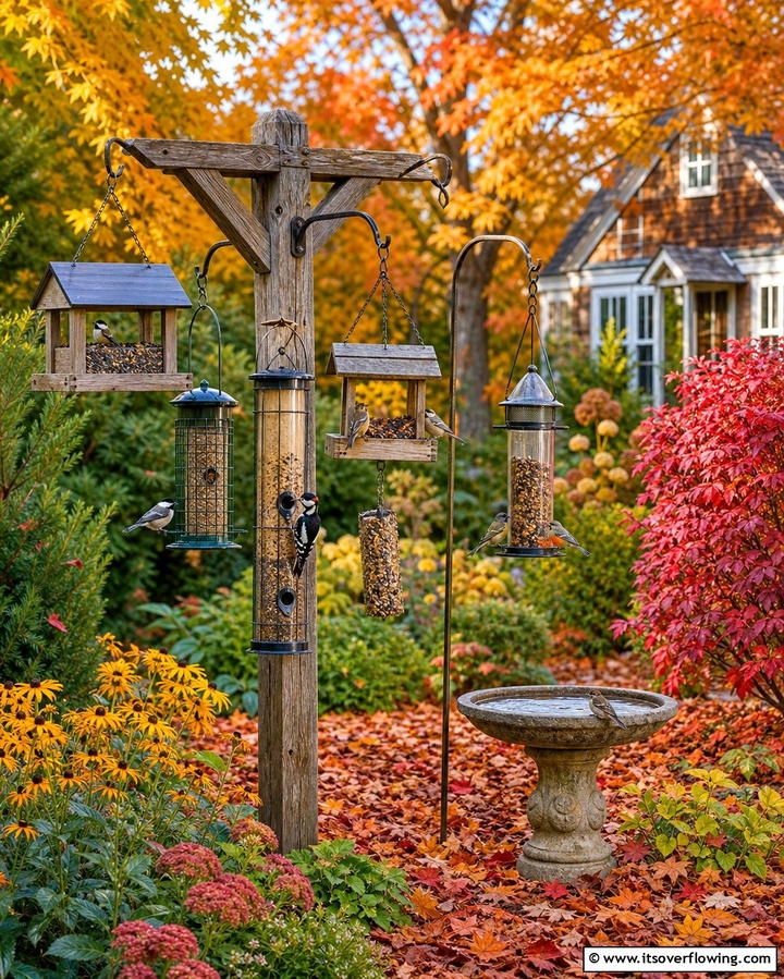 Set Up a Bird Feeding Station - 25 Fall Garden Ideas to Beautify Your Outdoor Space