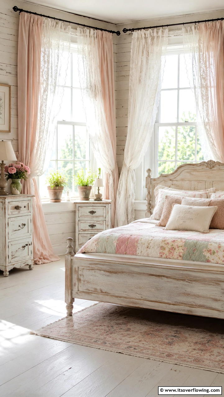 Shabby Chic Curtains - 30 Boho Farmhouse Decor Ideas for Eclectic Charm