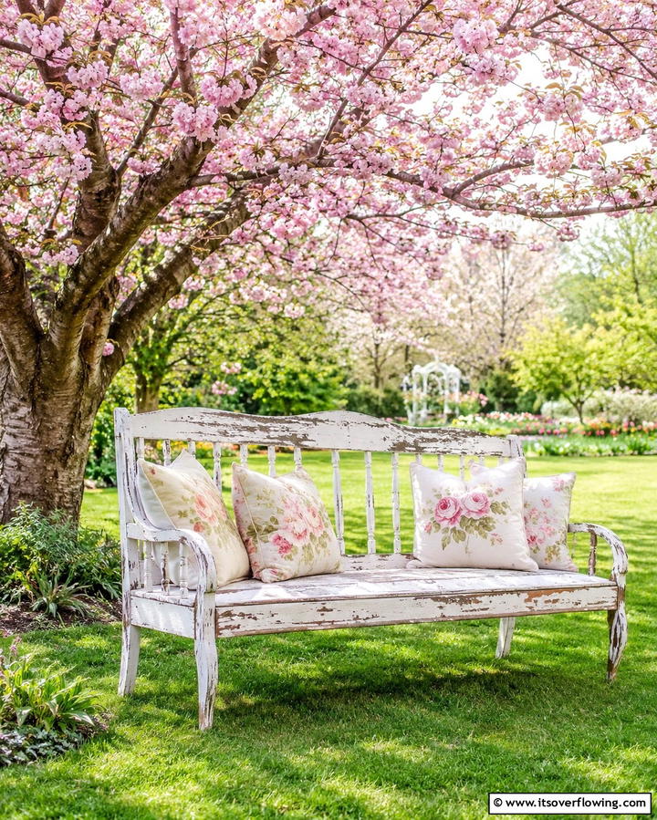 Shabby Chic Garden Bench - 25 Vintage Garden Ideas for a Timeless Outdoor Space