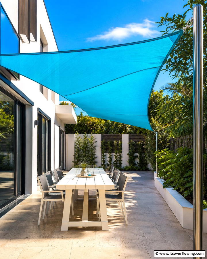 Shade Sail Elegance - 25 Townhouse Patio Ideas for Small Outdoor Spaces