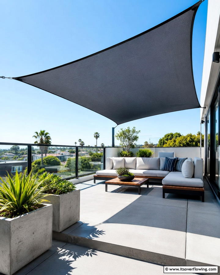 Shade Sail for a Contemporary Vibe - 25 Balcony Shade Ideas for Comfortable Outdoor Relaxation