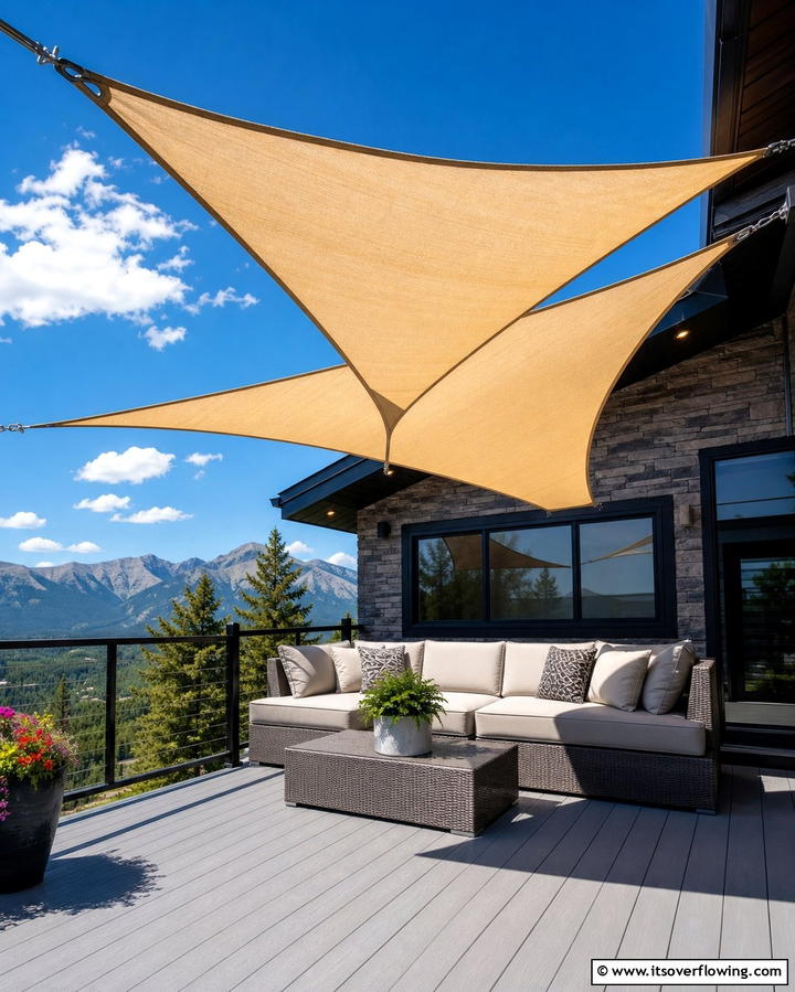 Shade Sails for Sun Protection - 25 Small Deck Ideas to Maximize Your Outdoor Living Space