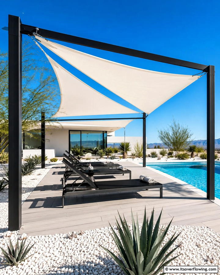 Shade Sails for a Modern Minimalist Look - 25 Pergola Roof Ideas to Enhance Your Outdoor Living Space