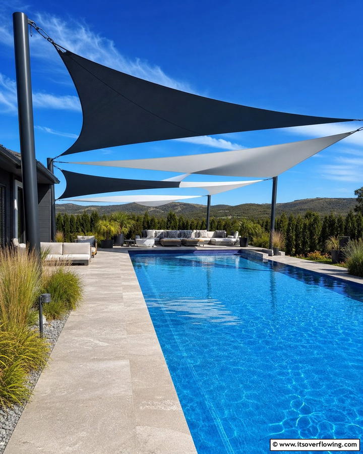 Shade Sails with Poles - 17 Pool Shade Ideas for Stylish Outdoor Swimming Areas