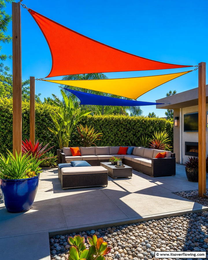Shade Sails - 20 Garden Shade Ideas to Create a Cool and Comfortable Outdoor Space