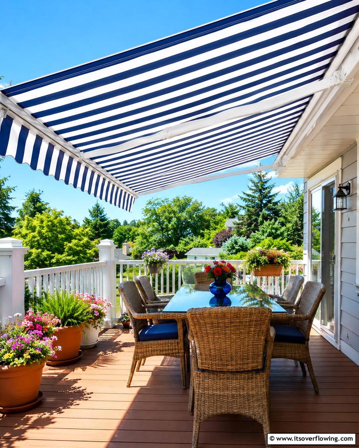 Shade Solutions with Awnings - 25 Balcony Deck Ideas- Transform Your Outdoor Space
