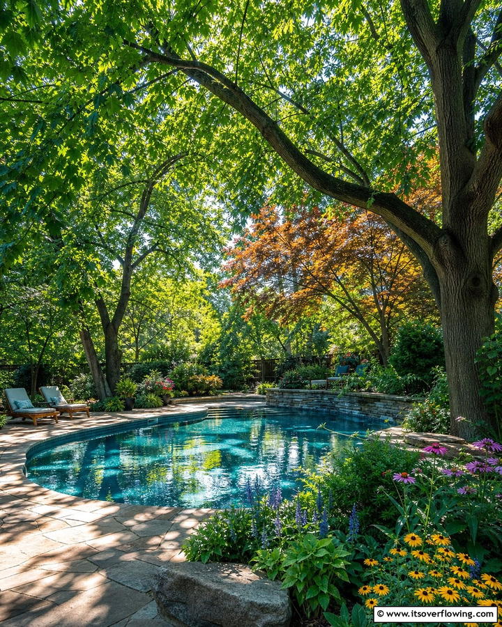Shade Trees for Natural Coverage - 17 Pool Shade Ideas for Stylish Outdoor Swimming Areas