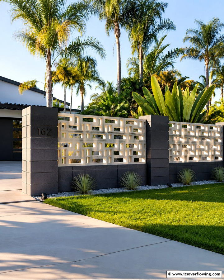 Shaded Sanctuary - 30 Creative Cinder Block Fence Designs for Outdoor Spaces