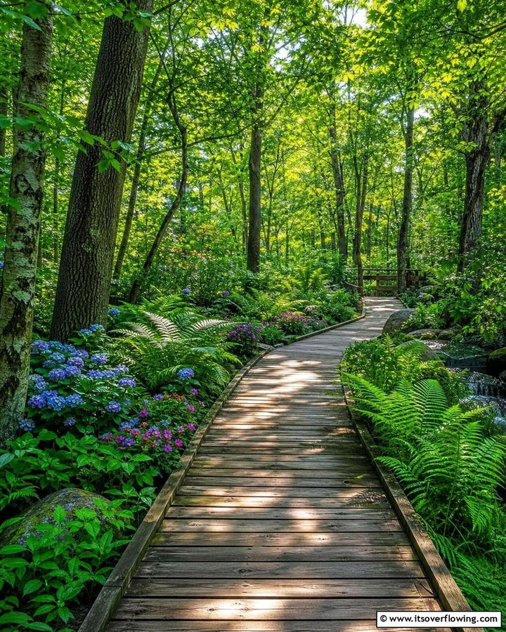 Shaded Woodland Trail - 30 Wooden Walkway Ideas for Gardens and Outdoor Paths