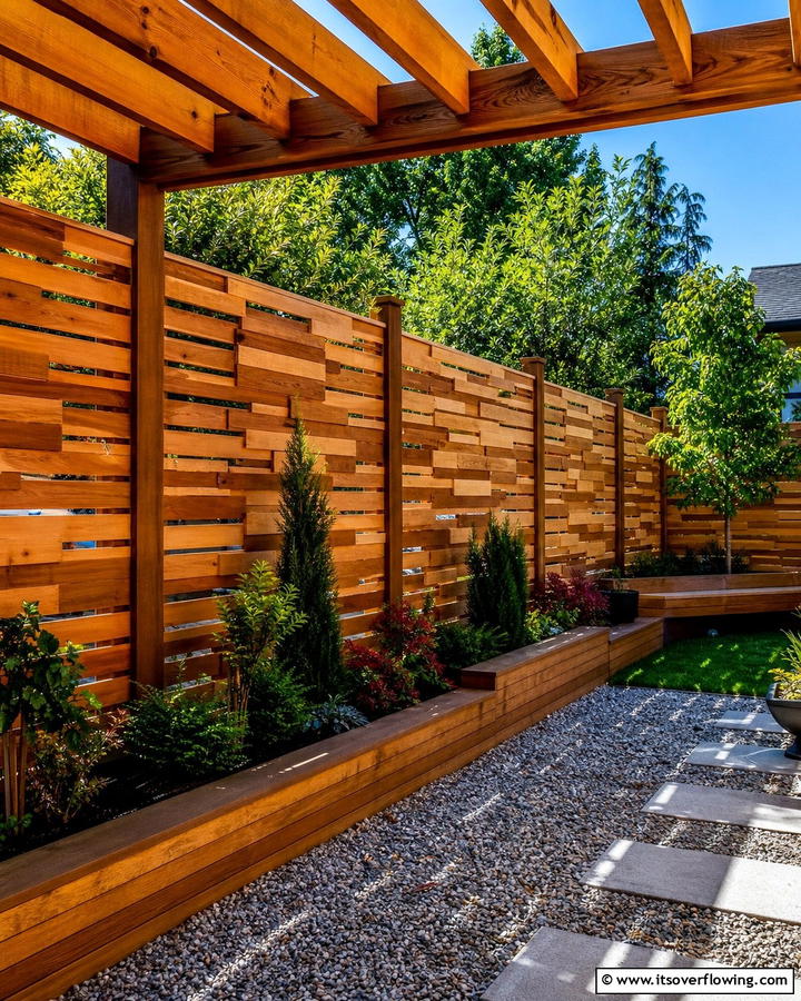 Shadow Box Wood Fence - 30 Cheap Privacy Fence Ideas- Affordable Outdoor Seclusion