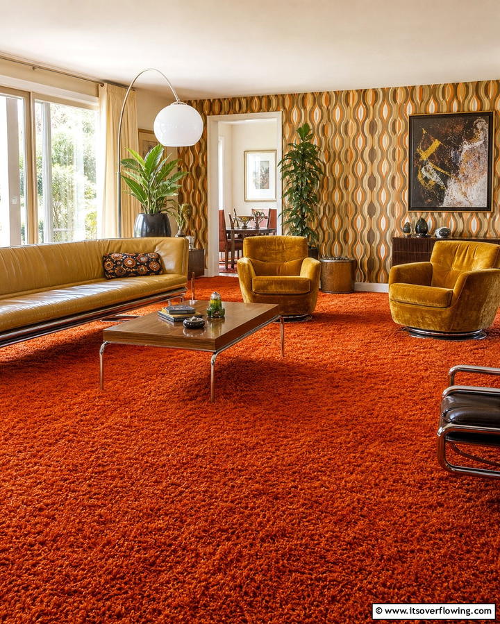 Shag Carpets - 25 Retro 70s Living Room Ideas for a Funky Vibe