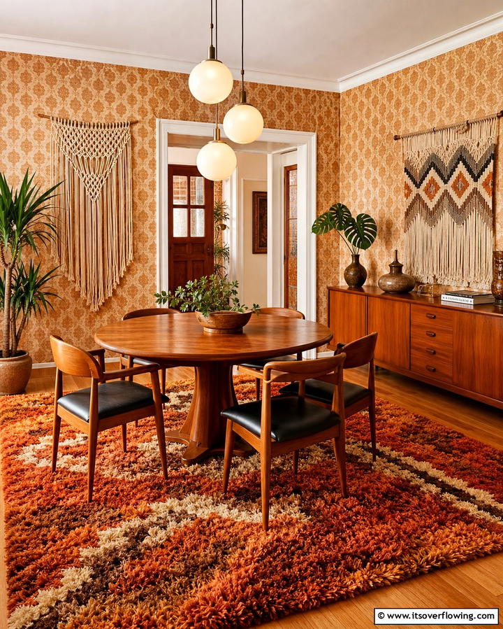 Shag Rugs for Texture - 25 70s Dining Room Design Ideas for Retro Charm