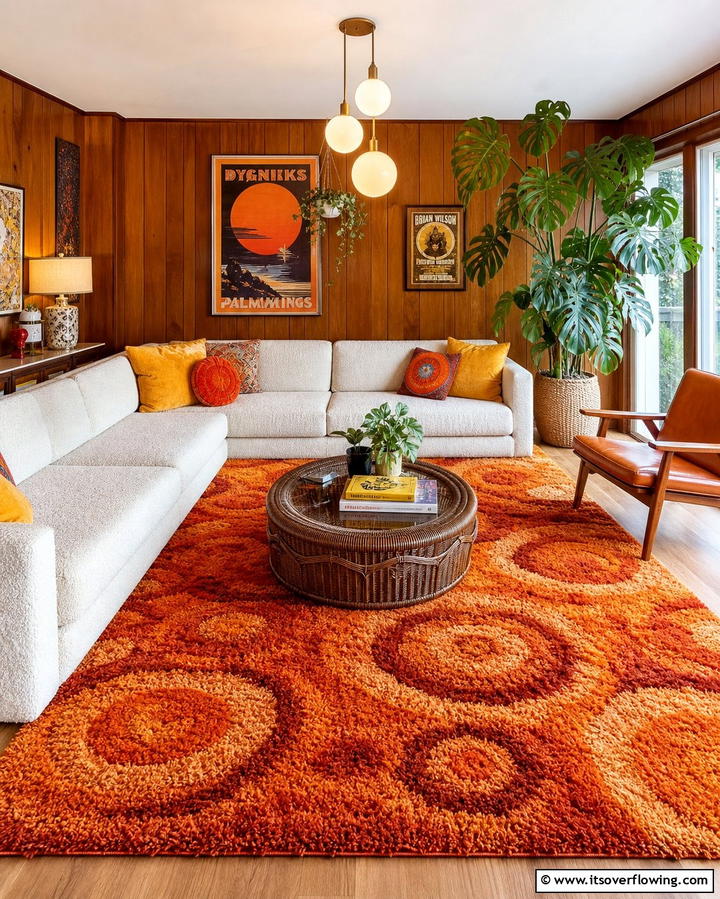 Shag Rugs - 25 Retro 70s Living Room Ideas for a Funky Vibe