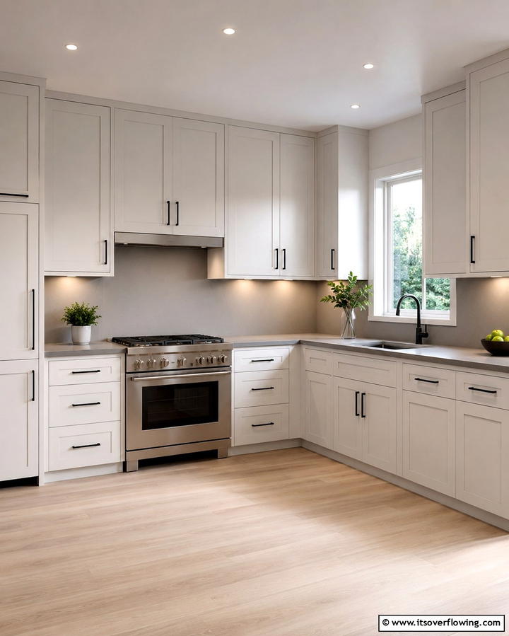Shaker Style Cabinets for Minimalist Appeal - 25 Off-white Kitchen Cabinets for a Timeless Look